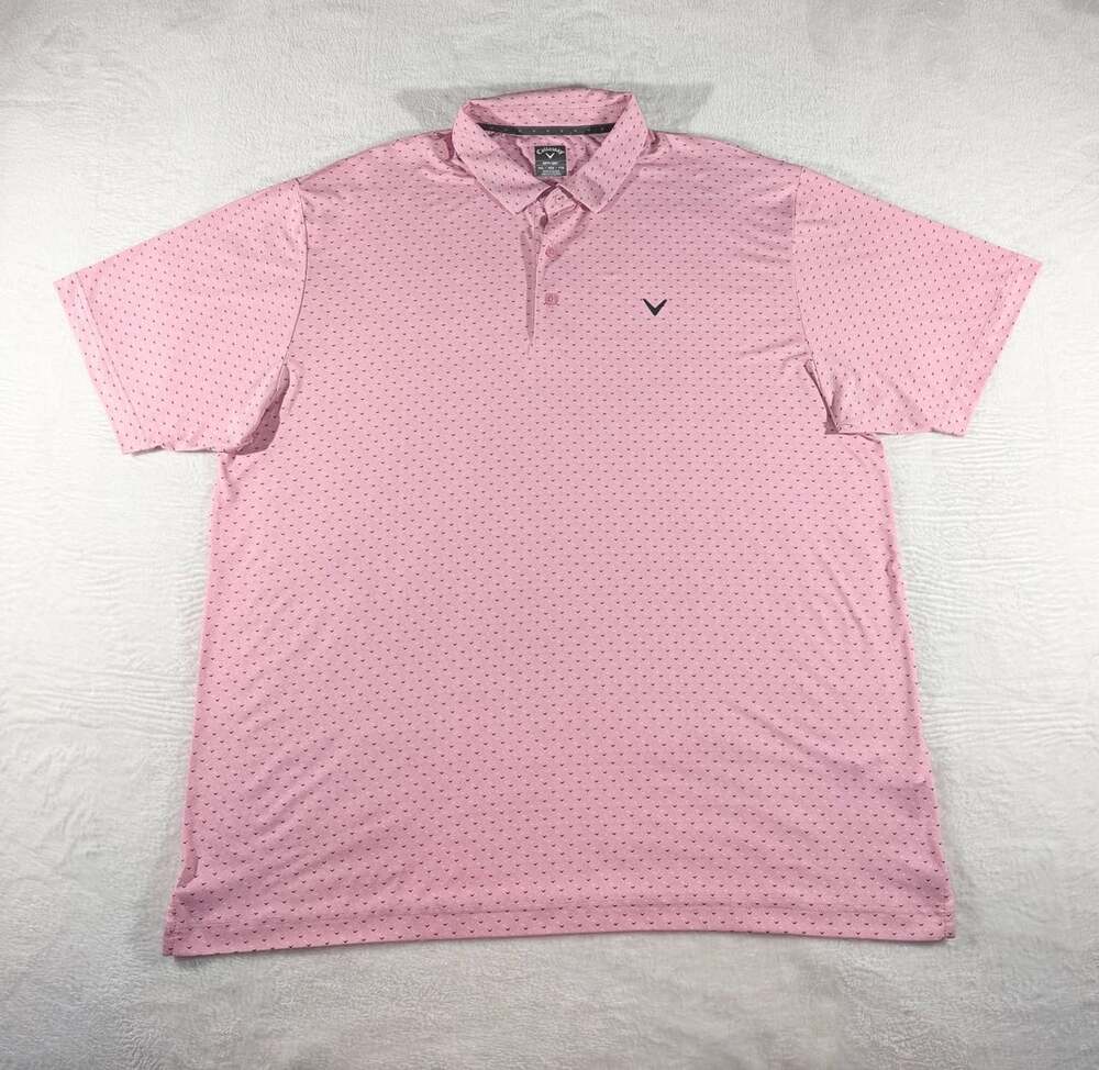 Callaway Golf Polo Size XXL Pink Black Chevron Print Opti-Dri Short Sleeve
